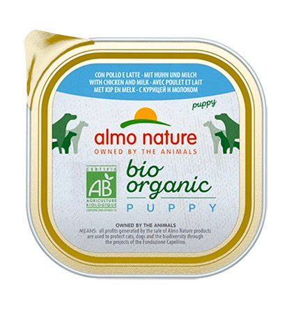ALMO NATURE - Dog Wet Food PUPPY ORGANIC CHICKEN & MILK 300GR