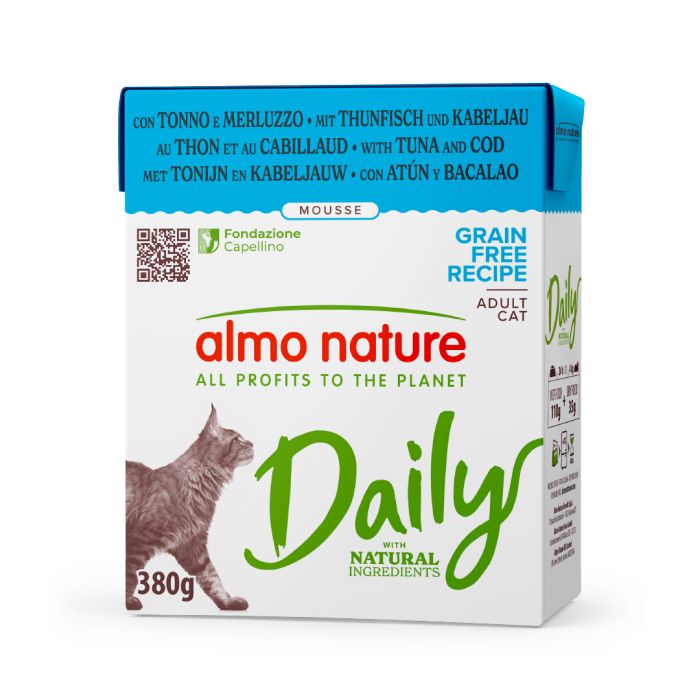 ALMO NATURE - Cat Wet Food DAILY MOUSSE TUNA & COD 380GR
