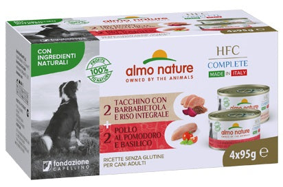 ALMO NATURE - Dog Wet Food CHICKEN & BASIL/TURKEY & BEET 4X95GR