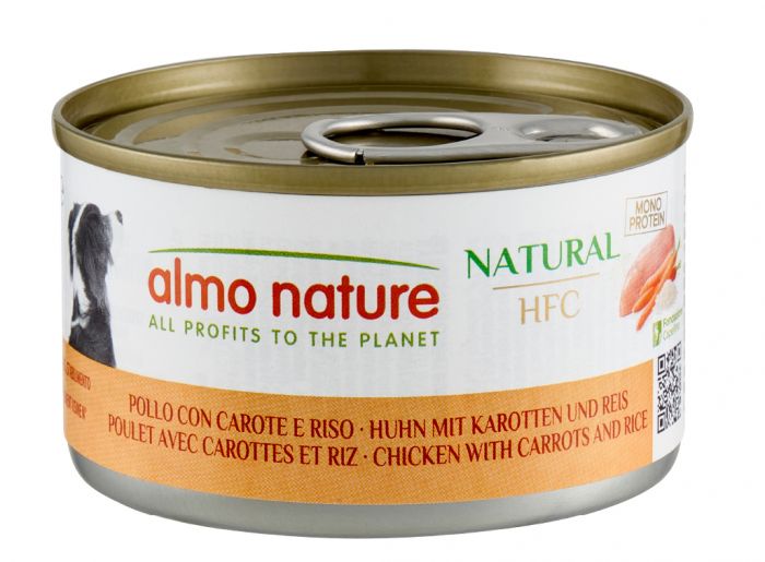 ALMO NATURE - Dog Wet Food HFC CHICKEN, CARROTS & RICE FOR DOGS 95GR