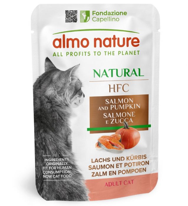 ALMO NATURE - Cat Wet Food NATURAL HFC SALMON & PUMPKIN 55GR
