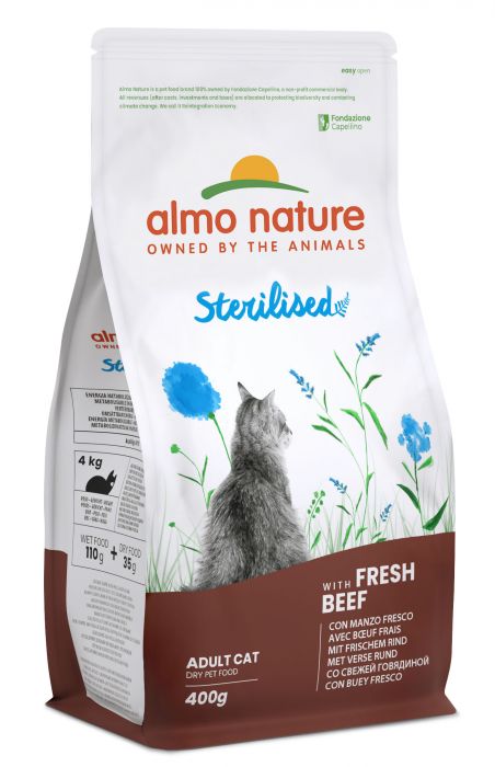 ALMO NATURE - Cat Dry Food FUNCTIONAL STERILIZED BEEF & RICE 400GR