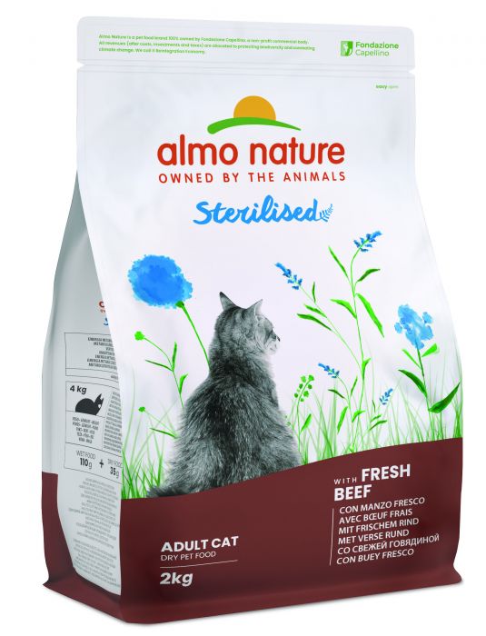 ALMO NATURE - Cat Dry Food FUNCTIONAL STERILIZED BEEF & RICE 2KG