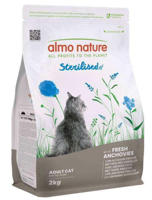 ALMO NATURE - Cat Dry Food FUNCTIONAL STERILIZED ANCHOVIES & RICE 2KG