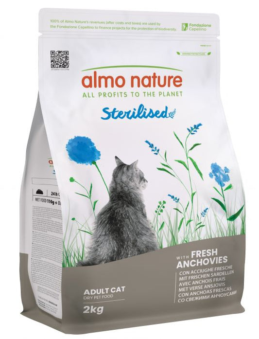 ALMO NATURE - Cat Dry Food FUNCTIONAL STERILIZED ANCHOVIES & RICE 2KG