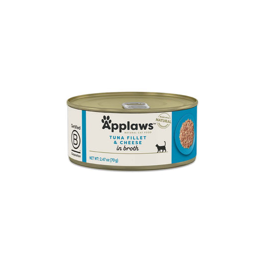 Applaws Cat Wet Food Adult Broth Tins Tuna Fillet and Cheese 70g-24