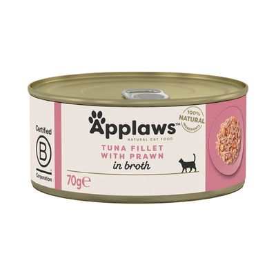 Applaws Cat Wet Food Adult Broth Tins Tuna Fillet and Prawn 70g-24