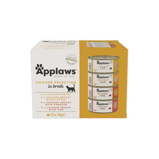 Applaws Cat Wet Food Multipack Broth Tins M/P Chicken Collection 70gx12