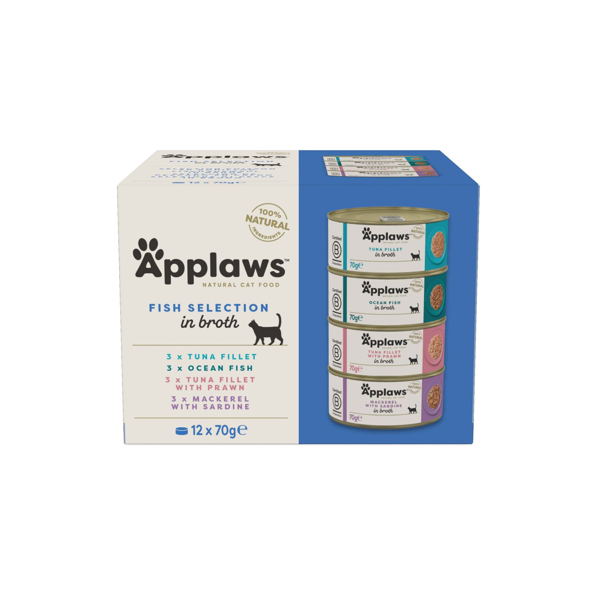Applaws Cat Wet Food Multipack Broth Tins M/P Fish Collection 70gx12
