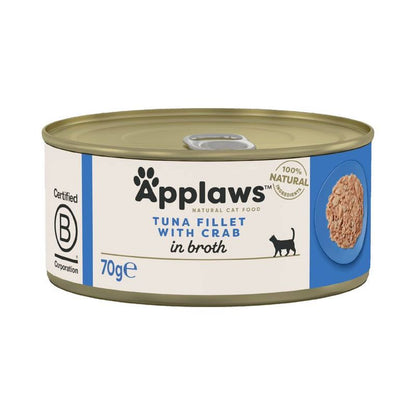 Applaws Cat Wet Food Adult Broth Tins Tuna and Crab 70g-24