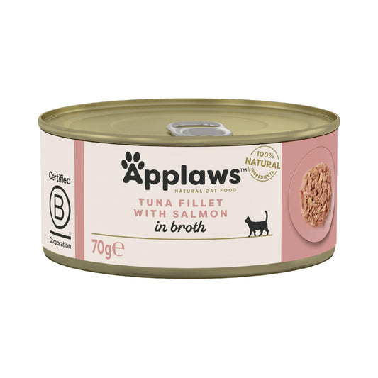 Applaws Cat Wet Food Adult Broth Tins Tuna and Salmon 70g-24