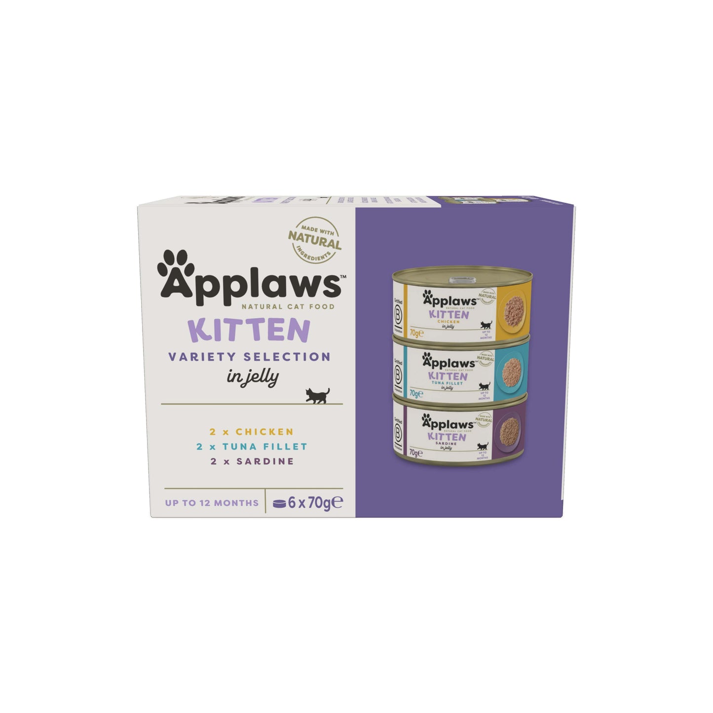 Applaws Cat Wet Food Kitten multipack Tins M/P Kitten Mixed Selection 70gx6
