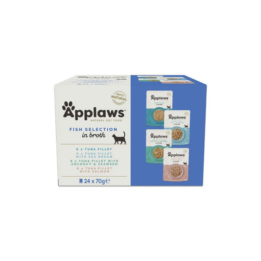 Applaws Cat Wet Food Multipack Broth Tins M/P Fish Collection 70gx24