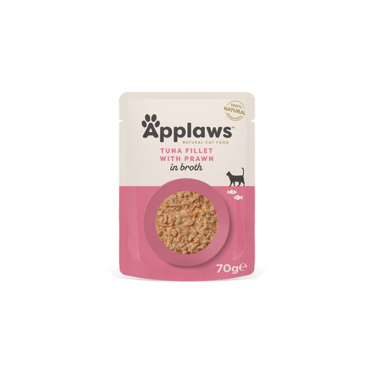 Applaws Cat Wet Food Broth Pouch Tuna Fillet with Pacific Prawn 70g-12