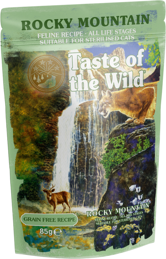 PROPET Taste of The Wild Super Premium Complete Food for Cats Wet Food - Grain Free All Life Stages
Rocky Mountain (R/C) Chicken & Salmon Chunk Pouch 85gr
(Box of 12)