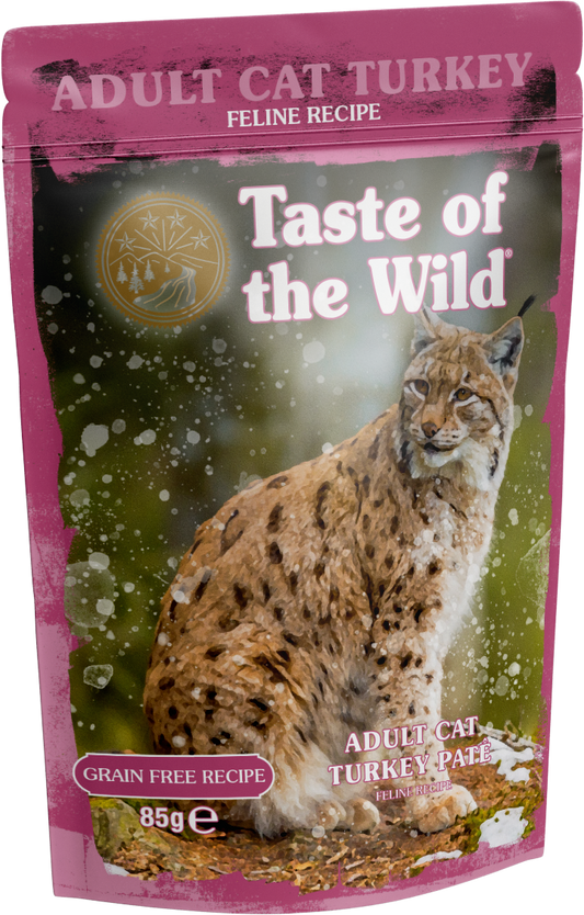 PROPET Taste of The Wild Super Premium Complete Food for Cats Wet Food - Grain Free Adult Turkey Pâté Pouch 85gr
(Box of 12)