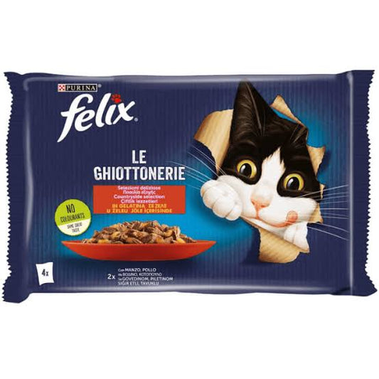Felix Le Ghiottonerie Countryside Selection Beef & Chicken in Jelly (4x85g)