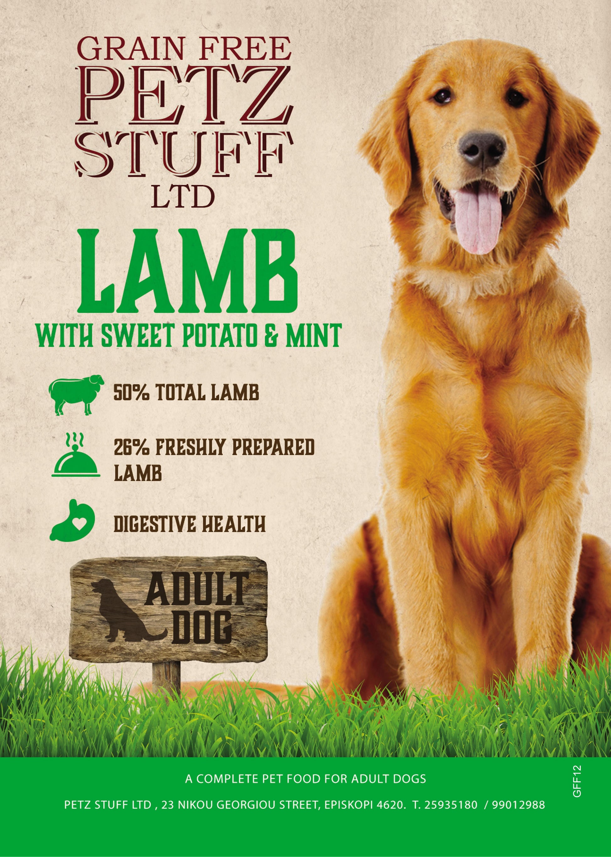 PETZ STUFF 12kg GF Lamb With Sweet Potato & Mint GAFoil/NL