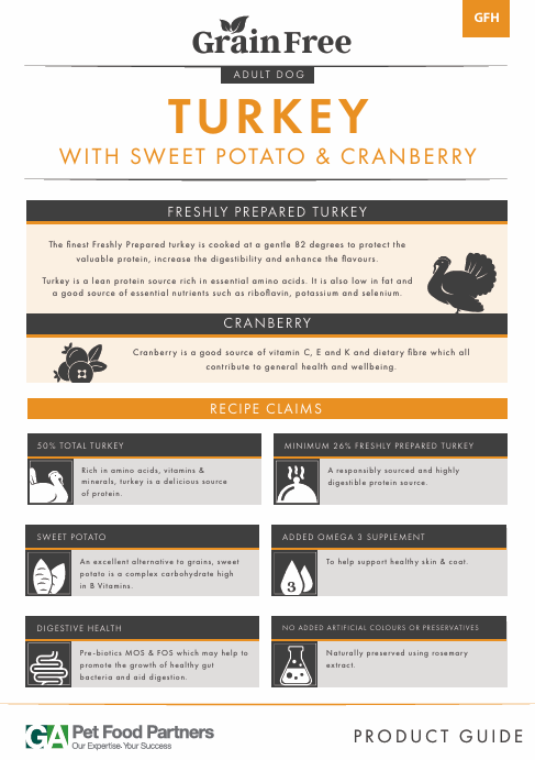 PETZ STUFF 12kg GF Turkey With Sweet Potato & Cranberry Dog Food Dry
