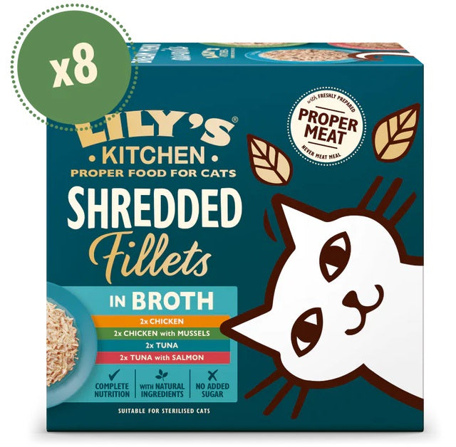 LILY'S KITCHEN - Cat Wet Food SHREDDED FILLETS IN BROTH MPK 8X70GR