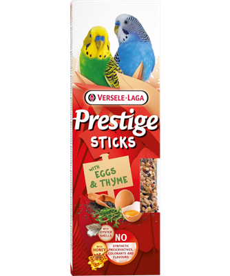 PROPET Versele-Laga Prestige - Snacks Sticks Small Parakeets
Eggs & Thyme  2 pieces 60gr
(Pack of 10)