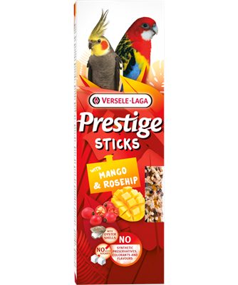 PROPET Versele-Laga Prestige - Snacks Sticks Big Parakeets
Mango & Rosehip 2 pieces 140gr
(Pack of 8)