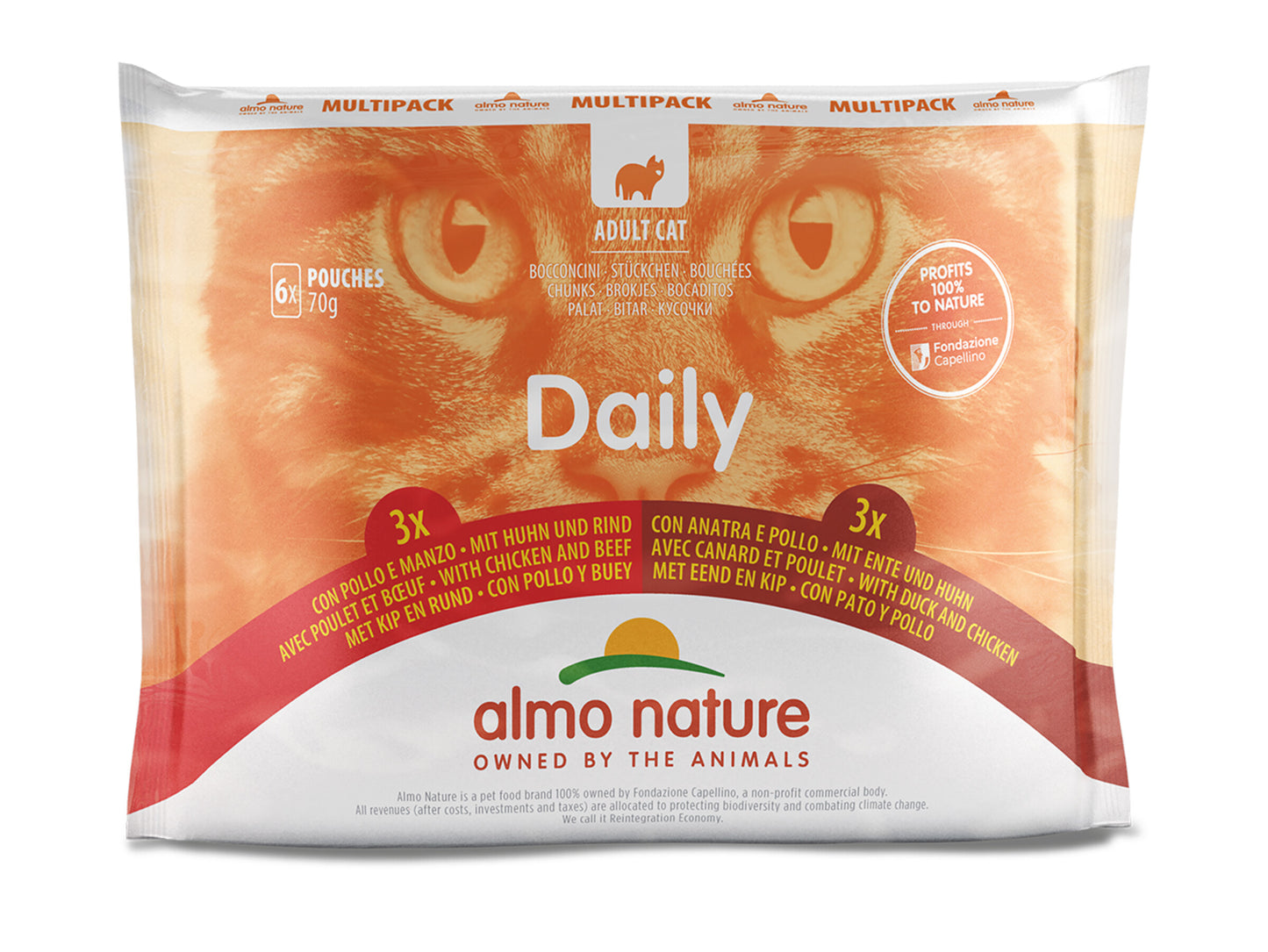ALMO NATURE - Cat Wet Food DAILY CATS CHICKEN & BEEF / CHICKEN & DUCK 6X70GR