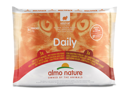ALMO NATURE - Cat Wet Food DAILY CATS CHICKEN & BEEF / CHICKEN & DUCK 6X70GR