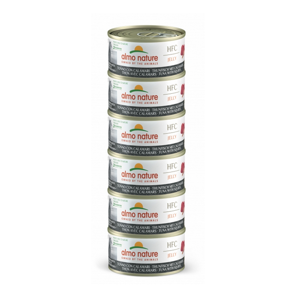 ALMO NATURE - Cat Wet Food HFC JELLY MEGA TUNA & SQUIDS 6X70GR