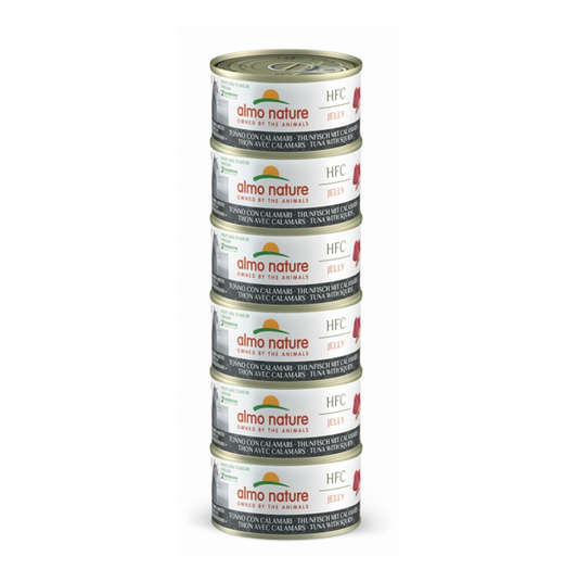 ALMO NATURE - Cat Wet Food HFC JELLY MEGA TUNA & SQUIDS 6X70GR