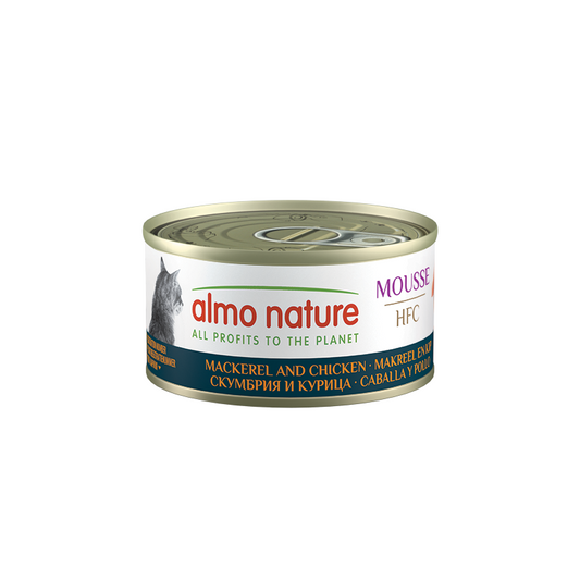 ALMO NATURE - Cat Wet Food HFC MOUSSE MACKEREL & CHICKEN 70GR