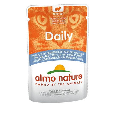 ALMO NATURE - Cat Wet Food DAILY CATS COD & SHRIMPS 70GR