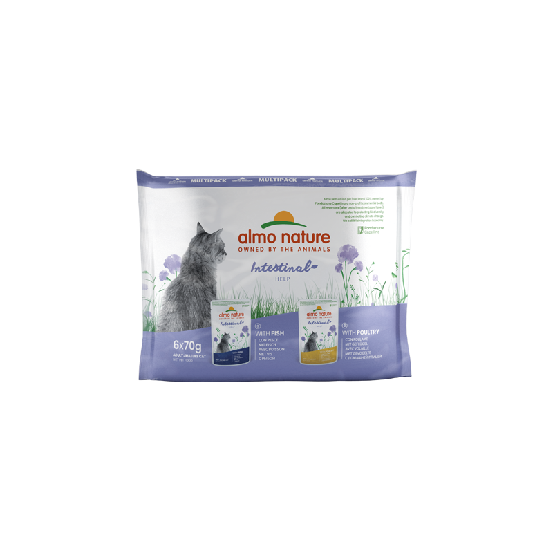 ALMO NATURE - Cat Wet Food MULTI DIGESTIVE FISH/POULTRY 6X70GR