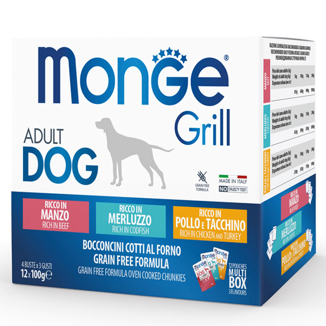 Monge Grill Adult Dog Multibox Beef, Cod, Chicken & Turkey