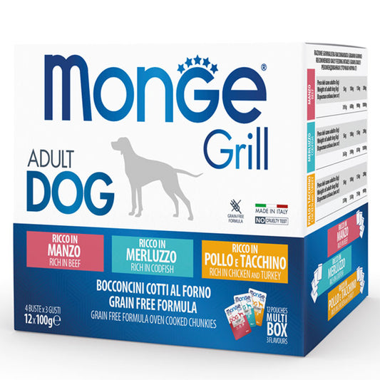 Monge Grill Adult Dog Multibox Beef, Cod, Chicken & Turkey