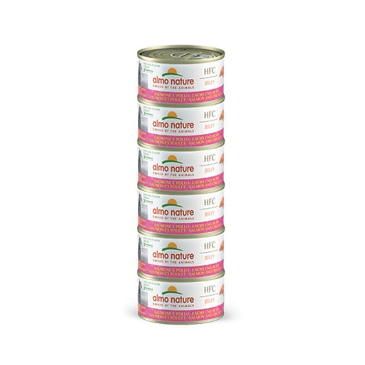 ALMO NATURE - Cat Wet Food HFC JELLY MEGA SALMON & CHICKEN 6X70GR